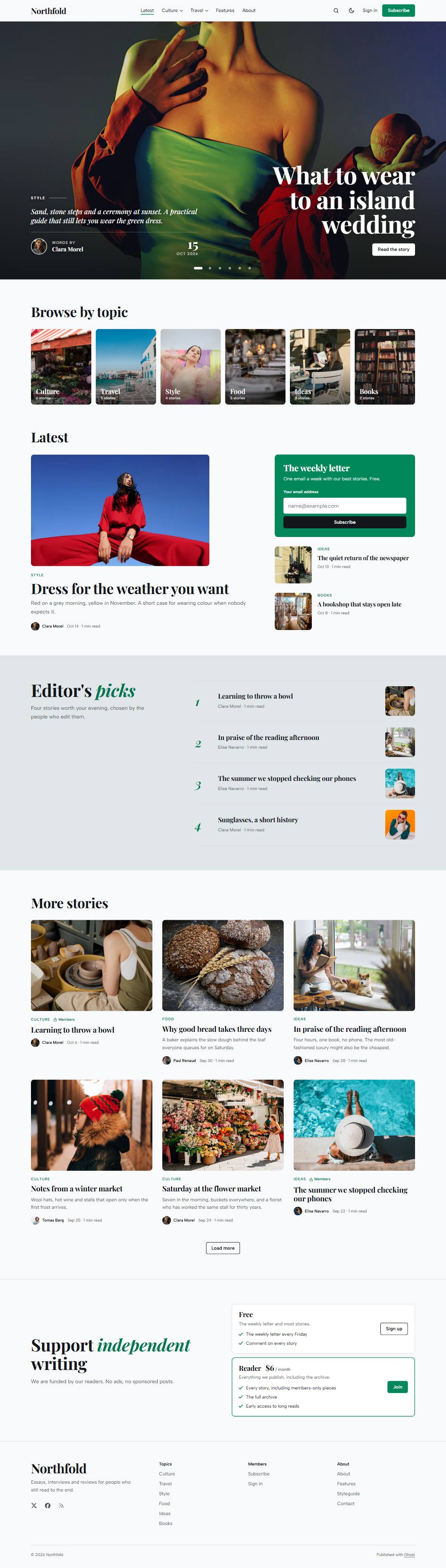 The complete Giornale demo homepage