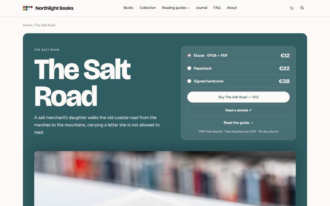 Vitrine: Product page
