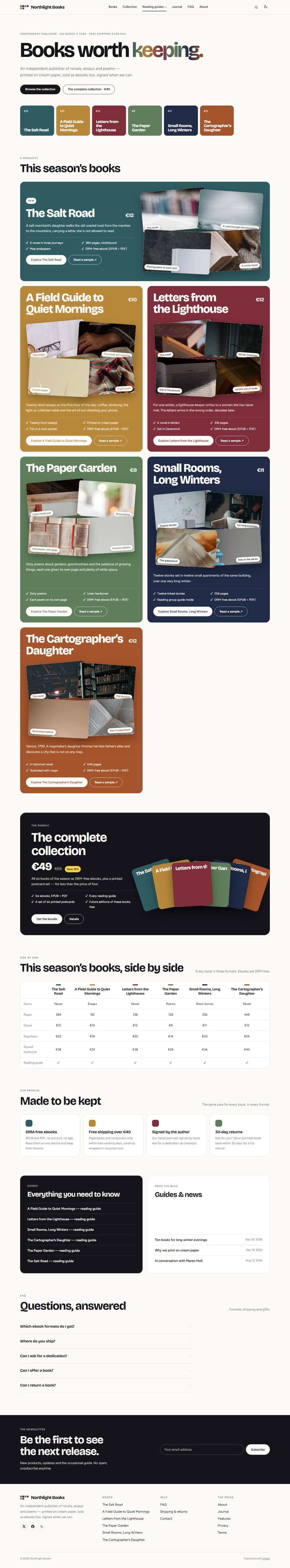 The complete Vitrine demo homepage