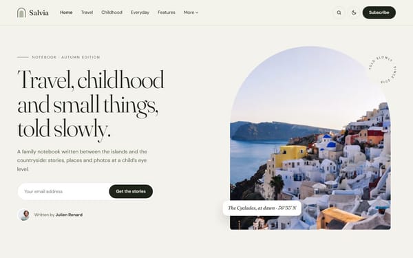 The Salvia Ghost theme homepage